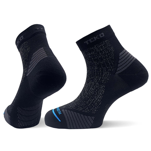 Teko ecoRUN Mini Crew Light Half Cushion 2.0 Running Socks - Unisex - Black/Dusk