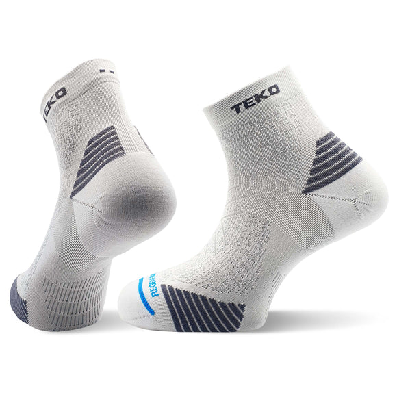 Teko ecoRUN Mini Crew Light Half Cushion 2.0 Running Socks - Unisex - White