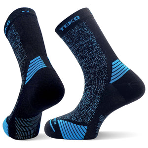 Teko ecoRUN Short Crew Light Half Cushion 2.0 Running Socks - Unisex- Black/Blue